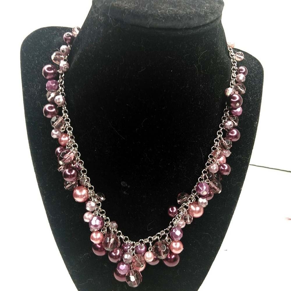 Silver Chain Pearl and Faceted Gemstone Beaded